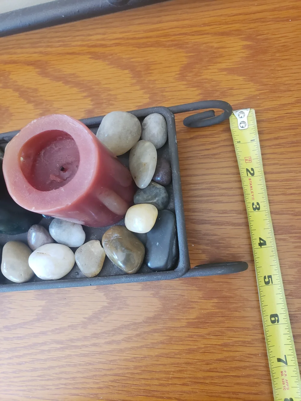 Rustic Candle Set On Metal Stand And Rock Accents With Votive Holders & Candles